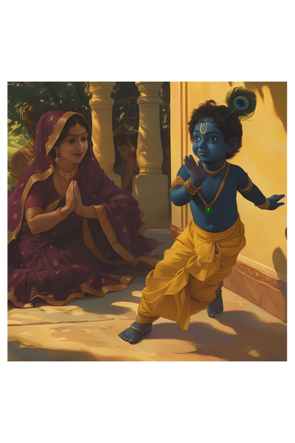 Krishna with Gopi Painting Photo Frame | Sri Krishna Photo Frame | 14x14 Inch Frame
