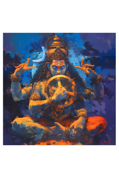Abstract Lord Shiva Meditative Pose Photo Frame | Shiva Holding Disc | Spiritual Artwork for Home Decor | Perfect Gift for Shiva Devotees
