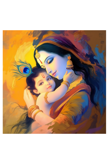 Yashoda Krishna Photo Frame | Divine Bond of Love | Krishna Ji Photo Frame for Pooja Room & Home Decor | Perfect Gift for Devotees