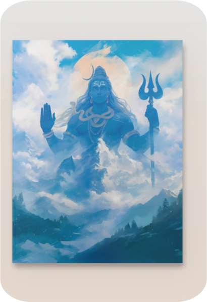 Lord Shiva and Kailasa Parvatha Metallic Poster – Premium Glossy Aluminium Art Decor