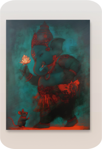 Divine Ganesha Painting Metal Poster – Spiritual Wall Decor and Perfect Gift for Devotees