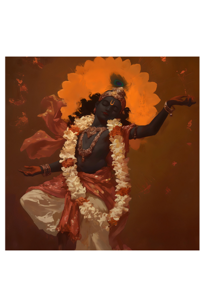 Dancing Form of Sri Krishna Wall Decor Poster – Perfect Gift for Devotees (14x14 Inch)