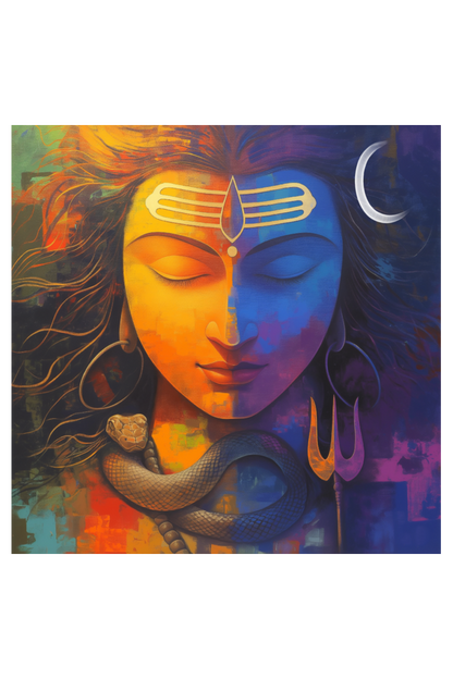 Lord Shiva Face Art Photo Frame | 14x14 Inch Wall Décor | Divine Gift for Shiva Devotees