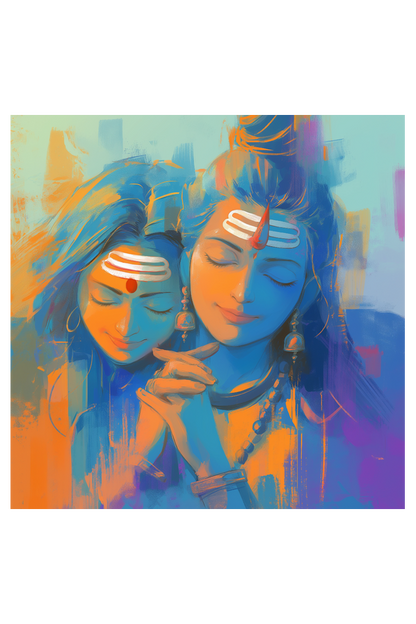 Shiva Parvati Photo Frame | 14x14 Inches | Divine Couple Wall Art for Home
