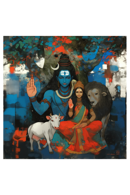 Shiv Parvati Photo Frame | Divine Couple Wall Art | 14x14 Inch Frame | Perfect Gift for Weddings and Devotional Spaces
