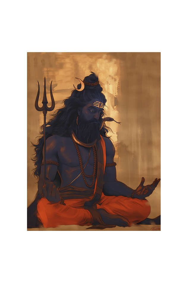 Lord Mahadev in Meditation Photo Frame | Spiritual Wall Art for Pooja Rooms and Yoga Spaces