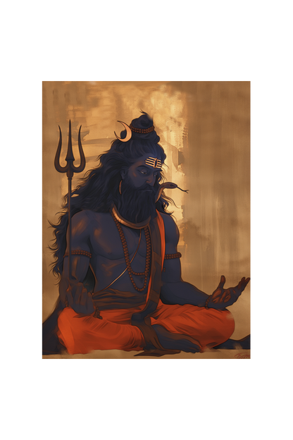 Lord Mahadev in Meditation Photo Frame | Spiritual Wall Art for Pooja Rooms and Yoga Spaces