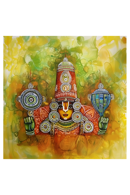 Lord Venkateswara Photo Frame | Tirupati Balaji Photo Frame | 14x14 Inch Frame with Glossy Print Protection for Pooja Rooms and Spiritual Decor