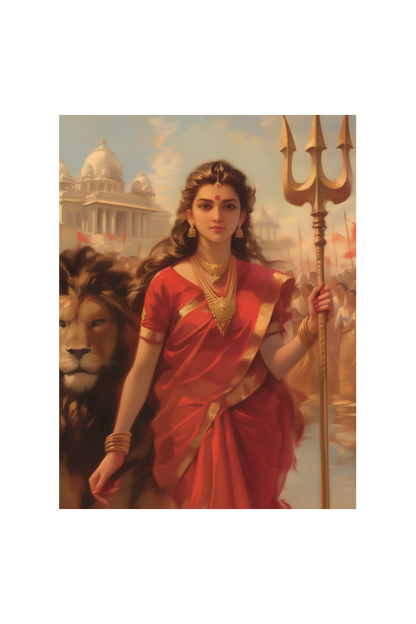 Maa Durga Photo Frame | Divine 18x24 Inch Glossy Print Frame | Spiritual Wall Decor for Pooja Rooms and Devotional Spaces