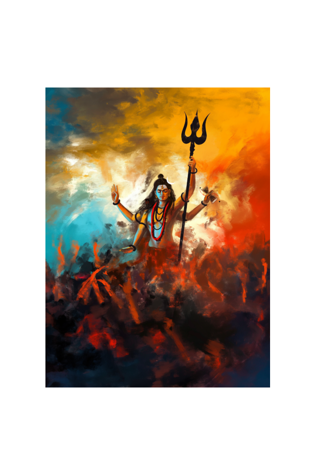 Lord Shiva Blessing Devotees Photo Frame | 18x24 Inch Glossy Print Frame | Divine Wall Art for Pooja Rooms and Spiritual Decor