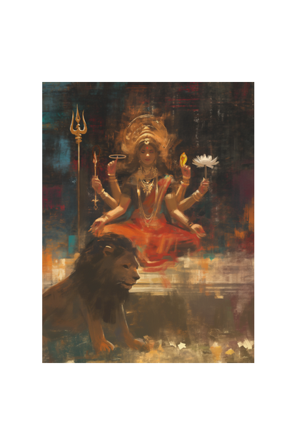 Maa Durga Parameshwari Photo Frame | 18x24 Inch Glossy Print Frame | Divine Wall Decor for Pooja Rooms and Spiritual Gifts