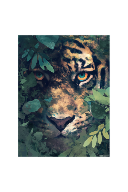 Vyagra - Tiger with Haunting Look Photo Frame | 18x24 Inch Glossy Print Frame | Bold Wildlife Wall Art for Home and Office Decor