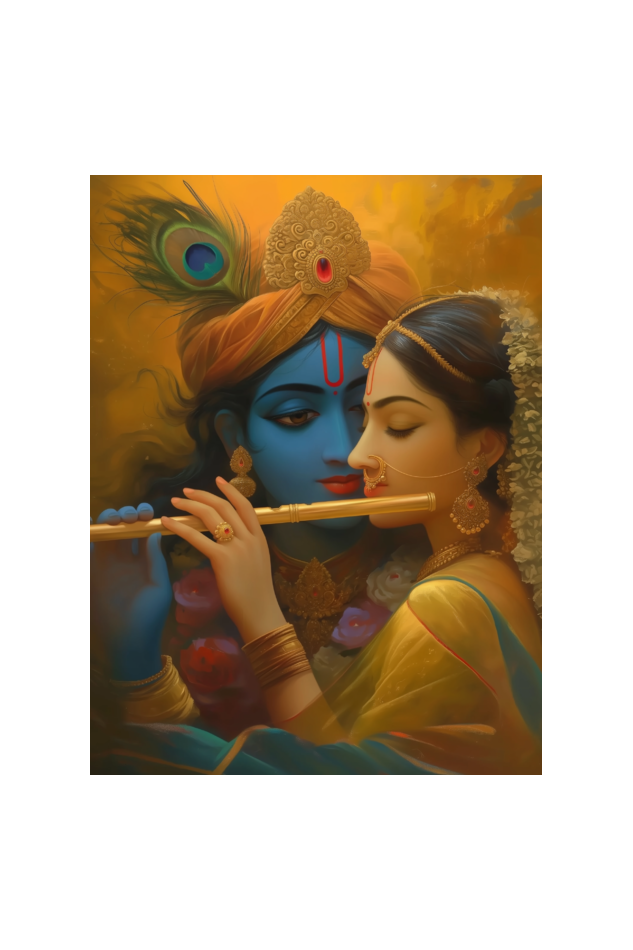 Radha Krishna Photo Frame | 18x24 Inch Glossy Print Spiritual Wall Art | Divine Love Decor for Home and Pooja Rooms