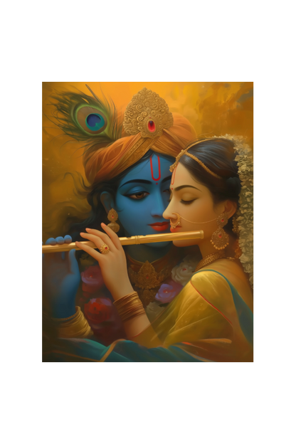 Radha Krishna Photo Frame | 18x24 Inch Glossy Print Spiritual Wall Art | Divine Love Decor for Home and Pooja Rooms