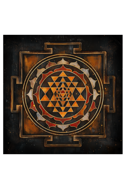 Sri Chakra Photo Frame | Glossy Print Spiritual Decor | Sacred Geometry Wall Art for Pooja Rooms