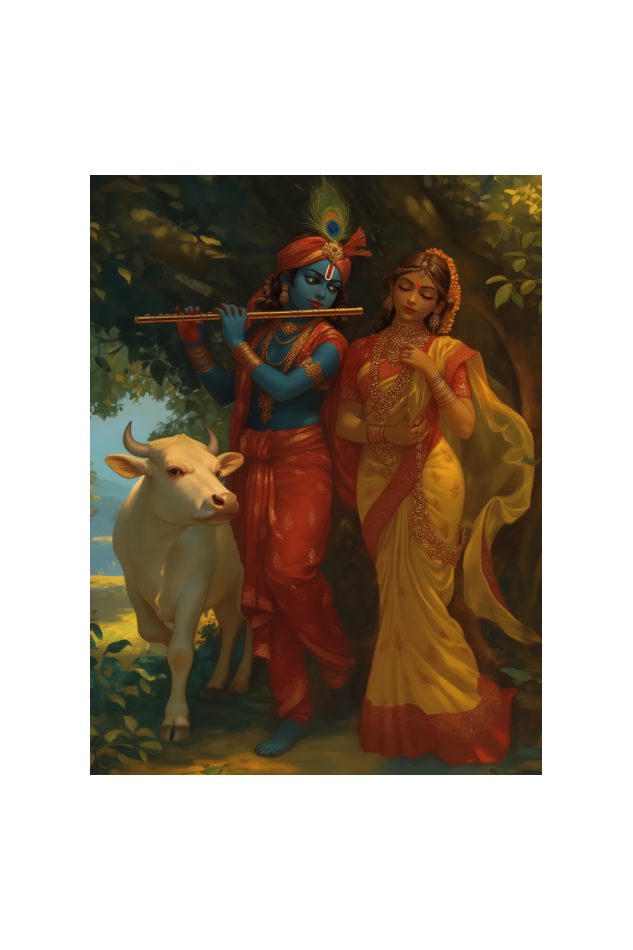 Radha Krishna in Vrindavan Photo Frame | 18x24 Inch Glossy Print for Spiritual Decor