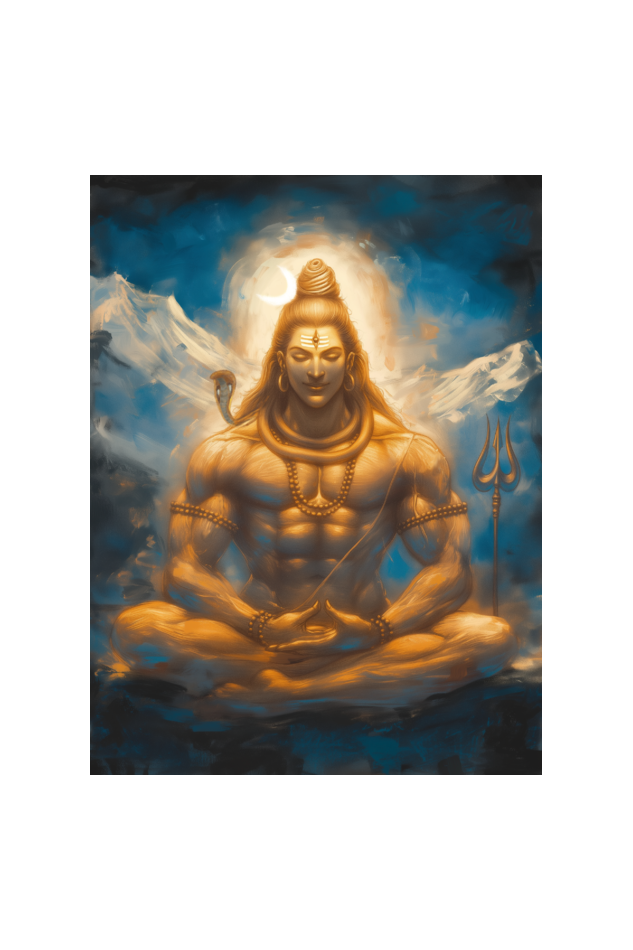 Lord Shiva Meditation Photo Frame | 18x24 Inch Glossy Print Spiritual Wall Art