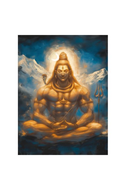Lord Shiva Meditation Photo Frame | 18x24 Inch Glossy Print Spiritual Wall Art