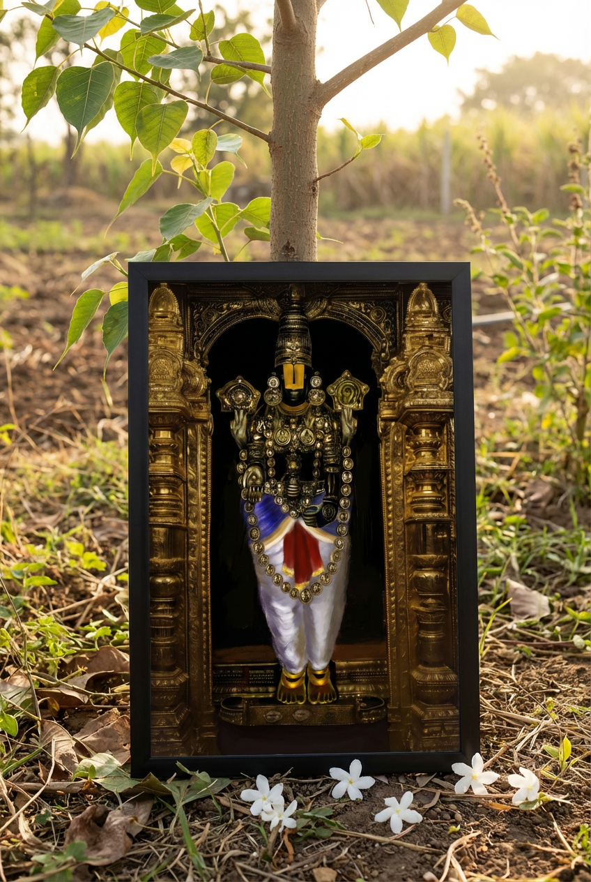 Venkateswara Swamy Photo Frame – Tirupati Balaji Wall Art for Home, Temple & Gifting