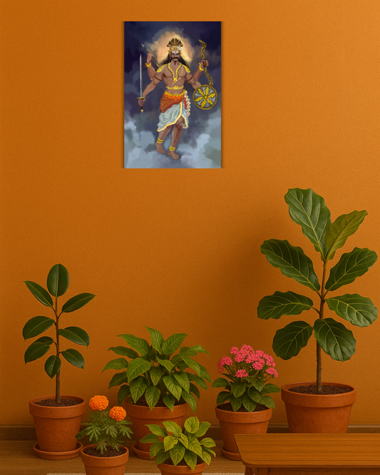 Veerabhadra Swamy Poster – 300 GSM Divine Warrior Wall Art for Protection and Strength | Vastu Positive Decor