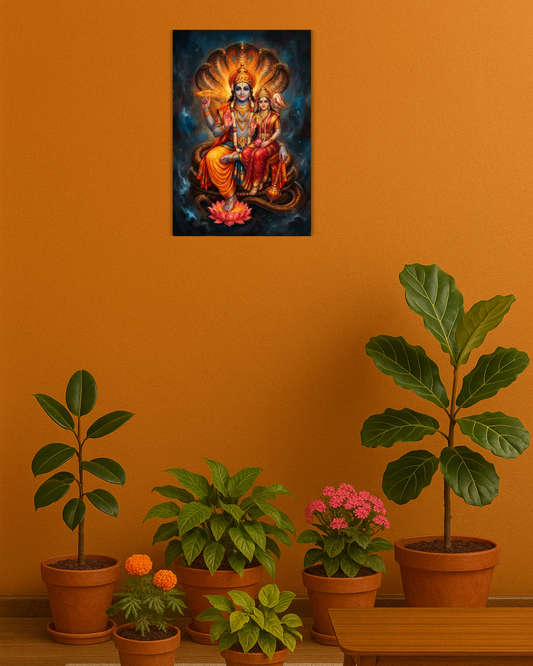Sriman Lakshmi Narayana Poster – 300 GSM Divine Wall Art for Wealth and Harmony | Vastu Positive Decor