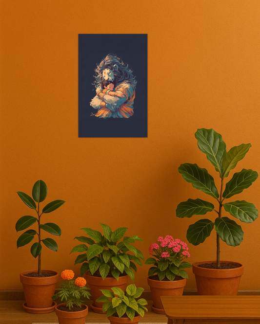 Narasimha Swamy Hugging Prahlada Wall Decor Poster – Perfect Gift for Devotees