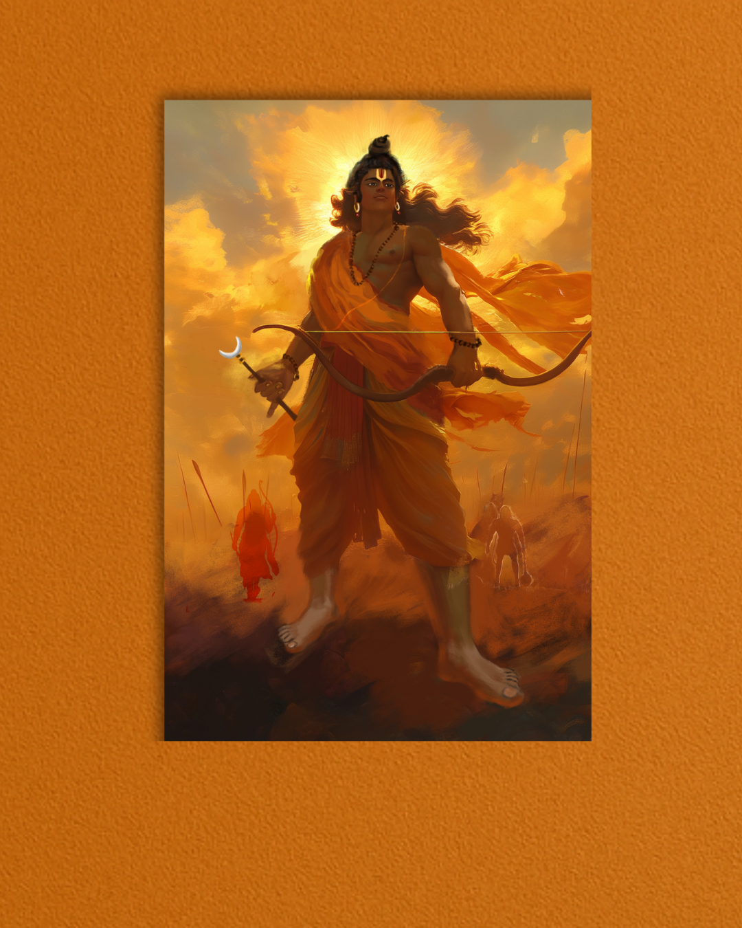 Lord Sri Rama with Lakshmana and Hanuman Poster – 300 GSM Devotional Wall Art for Dharma and Protection