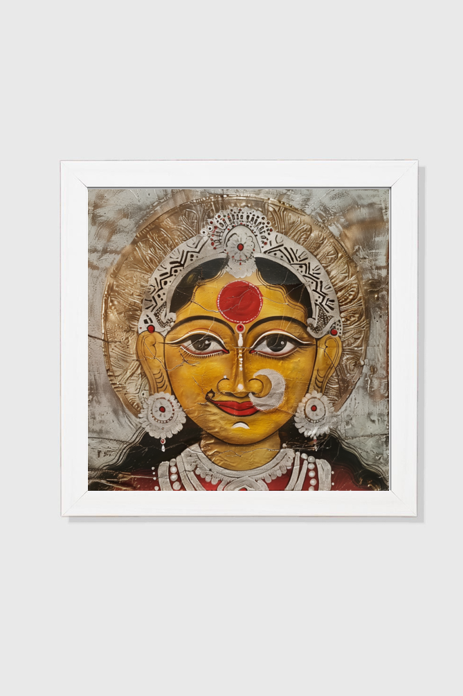 Divine Digital Art of Kanakadurga Devi - 12x12 Inch Framed Poster