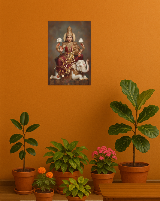 Lakshmi Devi Poster | Lakshmi Devi Blessing Wall Art | Vastu Wealth & Prosperity Decor