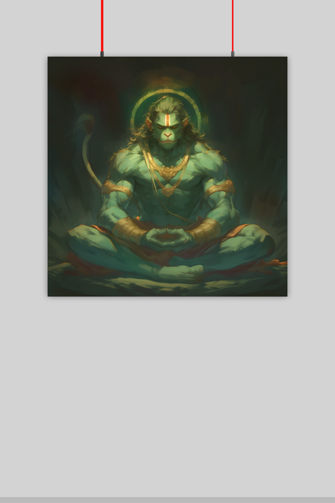 Hanuman Meditating Poster – Divine Wall Art | Gift for Hanuman Devotees