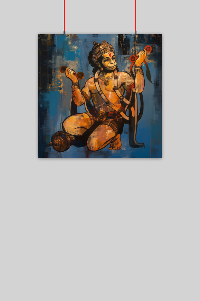 Lord Hanuman Doing Bhajan Poster | Spiritual Wall Art for Home & Pooja ...