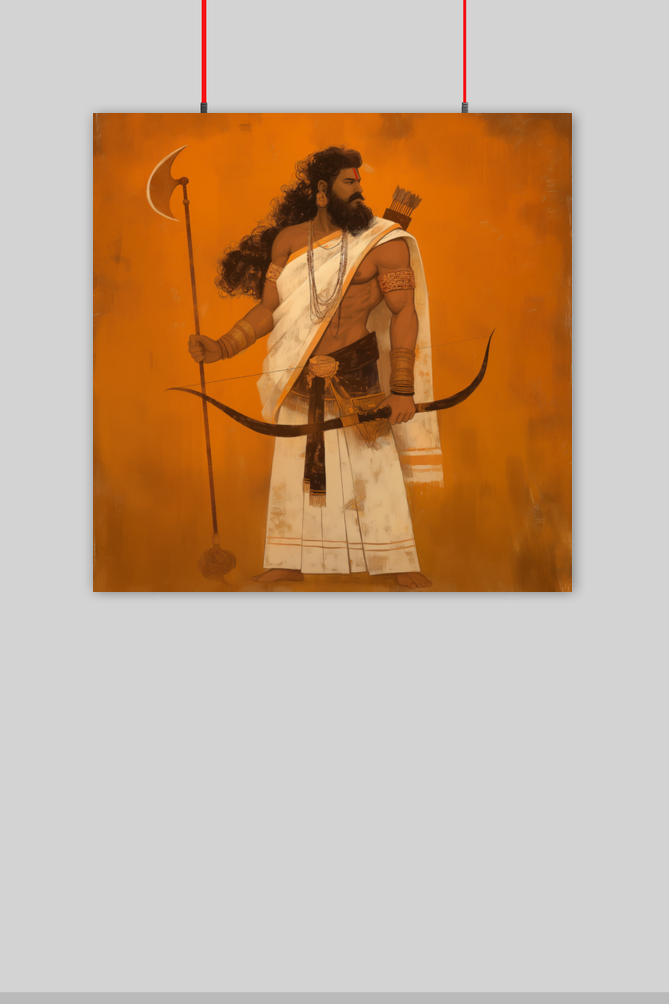 Powerful Parshuram Art Poster – 300 GSM Art Board | Perfect Gift for Devotees | Fade-Proof Spiritual Wall Art