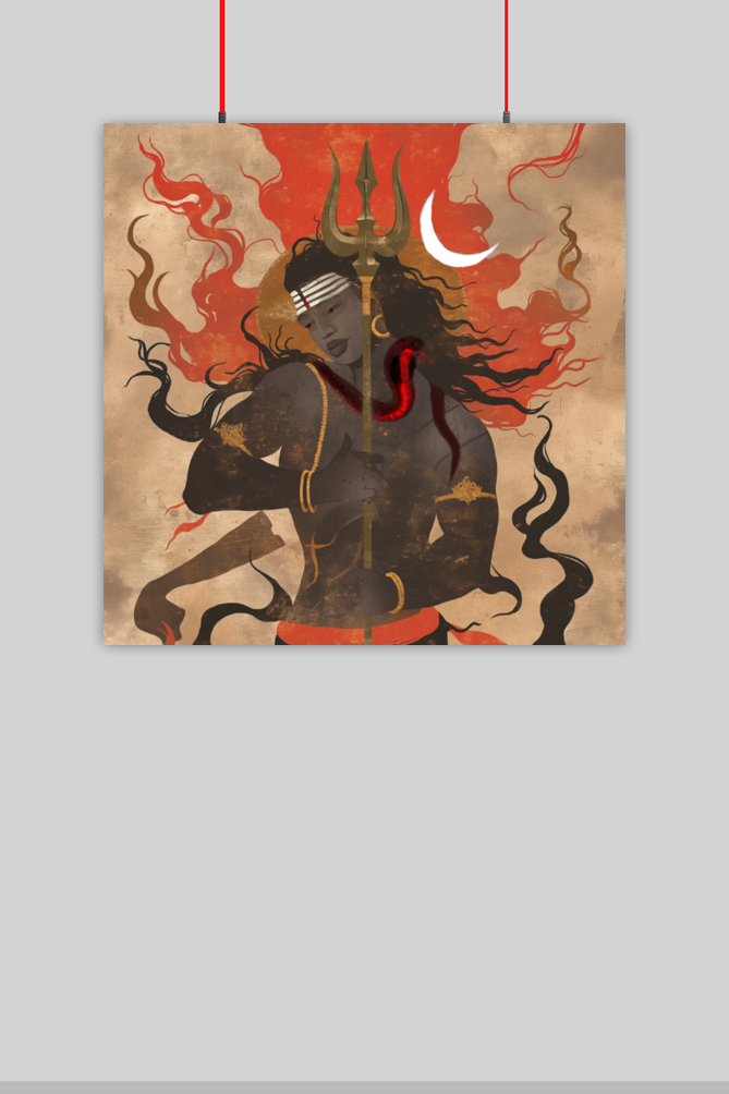 Kala Bhairava Digital Art Poster – Divine Wall Decor for Devotees