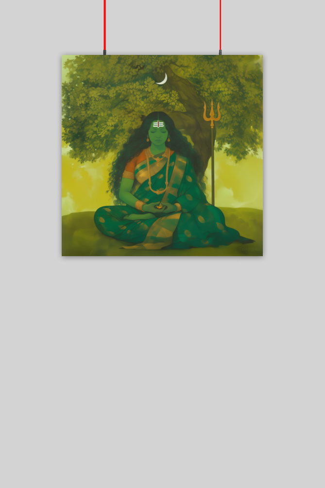 Devi Meditating Wall Decor Poster – Perfect Gift for Devotees (14x14 Inch)