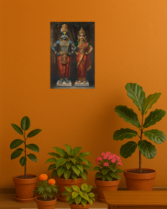 Panduranga Vitthala Rukmini Devi Poster | Spiritual Wall Art for Devotional Decor | Vastu Divine poster