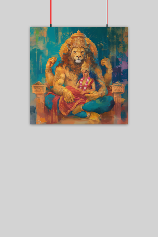 Lakshmi Narasimha Swamy Wall Decor Poster – Perfect Gift for Devotees (14x14 Inch)