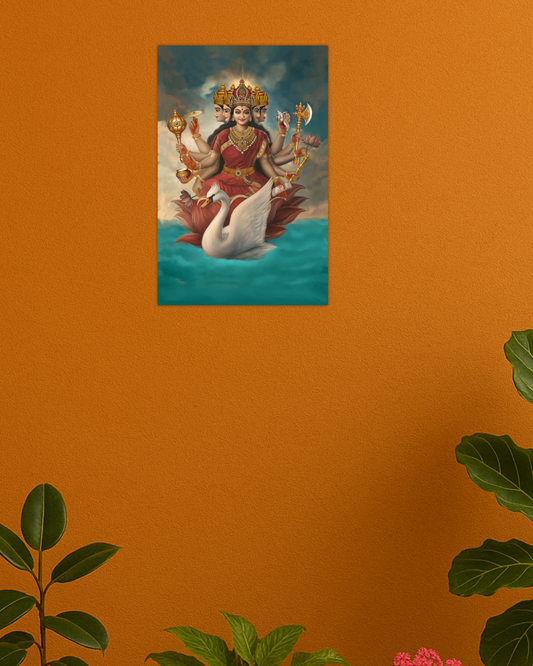 Gayatri Devi Poster – 300 GSM Spiritual Wall Art for Wisdom and Prosperity | Vastu Positive Decor