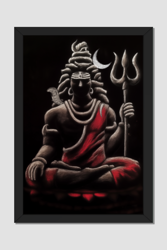 Shiva in Meditation Abstract Painting Photo Frame | Mystical Spiritual Art