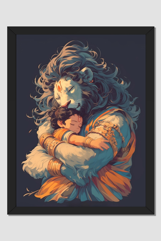 Narasimha Swamy hugging Prahlada Photo Frame | Perfect Gift for Narasimha Swamy Devotees | 300 GSM Glossy Finish