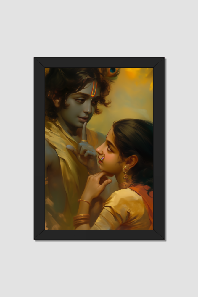 Radha Krishna Photo Frame – Eternal Love & Divine Harmony | Laminated Glossy Art Print on 300 GSM Board