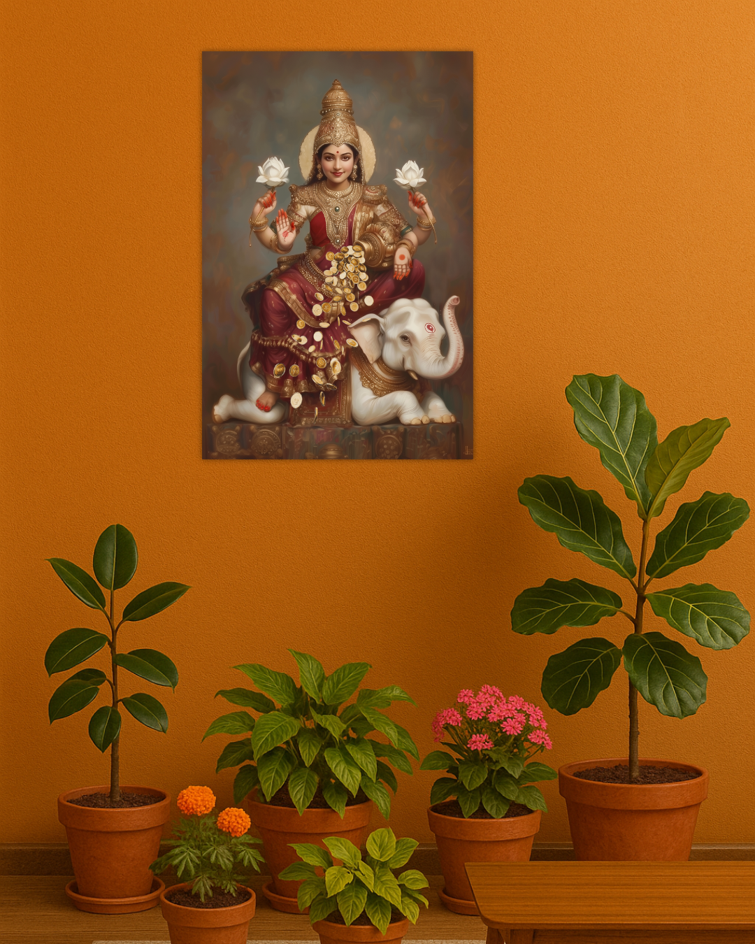 Lakshmi Devi Poster | Lakshmi Devi Blessing Wall Art | Vastu Wealth & Prosperity Decor