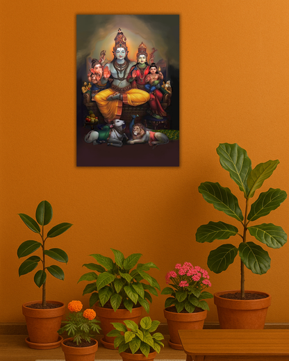 Shiva Parivar Poster – 300 GSM Divine Family Wall Art for Peace and Prosperity | Vastu Positive Decor