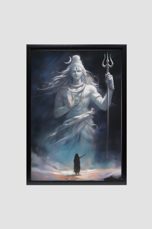 Lord Shiva Blessing Devotee Art | Perfect Gift Framed Poster Photo Frame | 300 GSM Glossy Finish