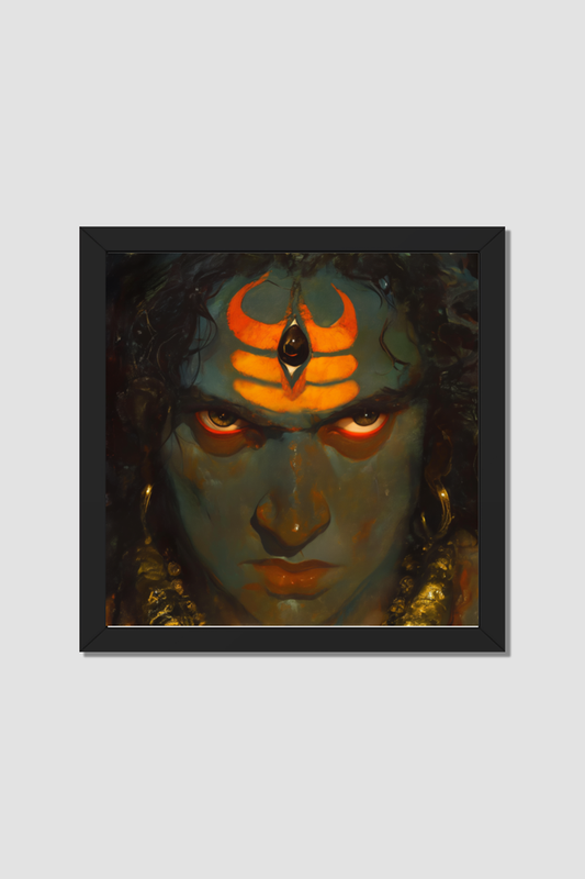 Angry Lord Shiva Photo Frame | Powerful Shiva Face Art | Divine Energy Decor | 300 GSM Glossy Finish