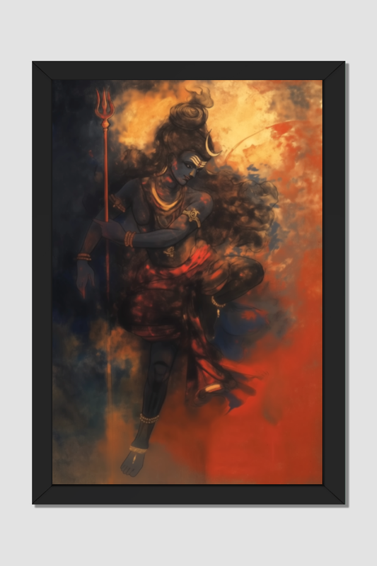 Samba Sada Shiva Photo Frame | 16x24 Inch Divine Wall Art | Glossy Print Protection