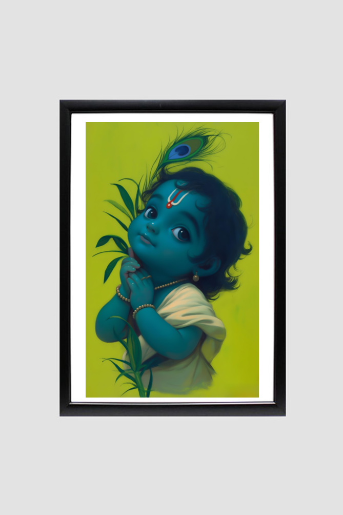 Adorable Baby Krishna Photo Frame | Perfect Gift for Krishna Devotees | 300 GSM Glossy Finish