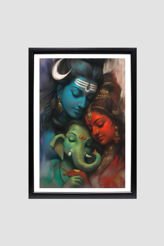 Shiv Parivar Photo Frame | Perfect Gift for Shiva Devotees | 300 GSM Glossy Finish