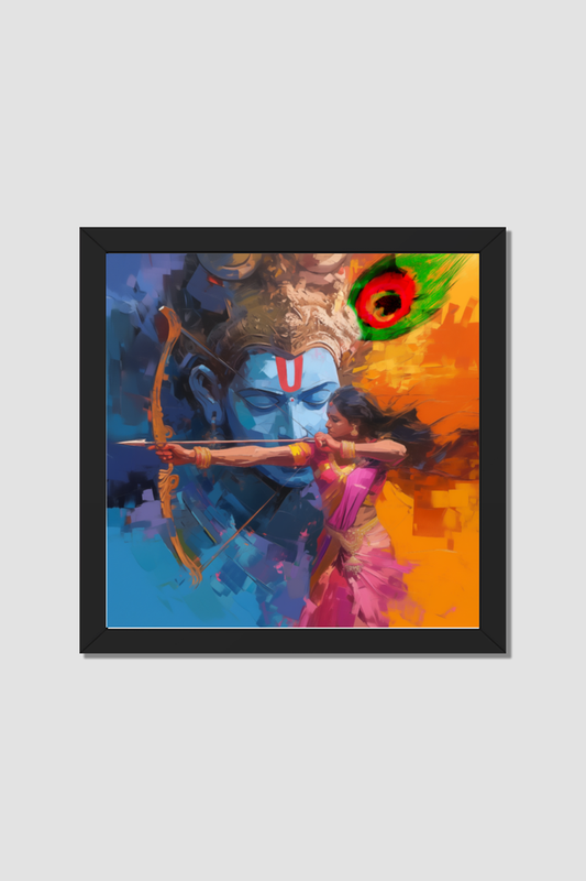 Lord Krishna with Satyabhama Photo Frame | Divine Couple Art | Perfect Gift for Krishna Devotees