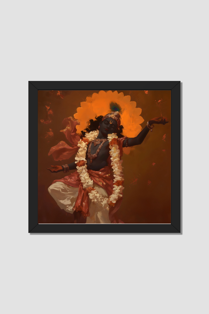 Dancing Shree Krishna Photo Frame | Perfect Gift for Krishna Devotees | 300 GSM Glossy Finish