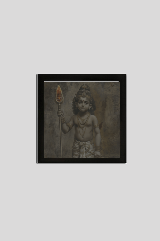 Lord Muruga Digital Art | Perfect Gift Framed Poster Photo Frame | 300 GSM Glossy Finish